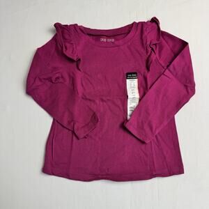 Okie Dokie Toddler Girls Round Neck Long Sleeve Graphic T-Shirt Size 2T Rose